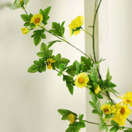 AliKopy 5.5ft Yellow Artificial Daisy Magnolia Leaf Garland - Durable,