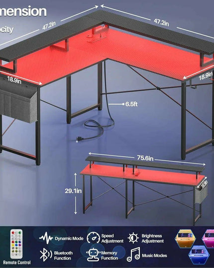 Revolutionary LED L-Shaped Gaming Desk with Innovative Storage Solutions