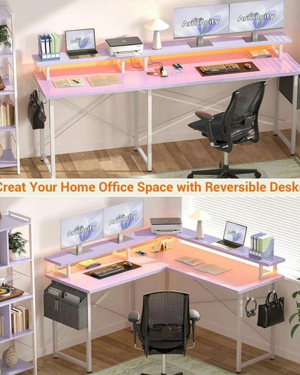 Revolutionary LED L-Shaped Gaming Desk with Innovative Storage Solutions