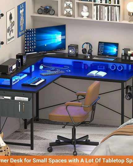 Revolutionary LED L-Shaped Gaming Desk with Innovative Storage Solutions