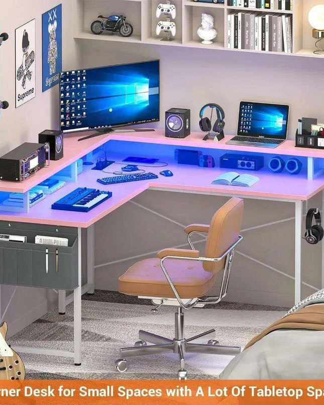 Revolutionary LED L-Shaped Gaming Desk with Innovative Storage Solutions