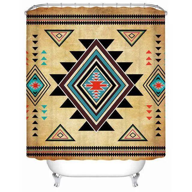Southwestern Geometric Waterproof Bath Curtain