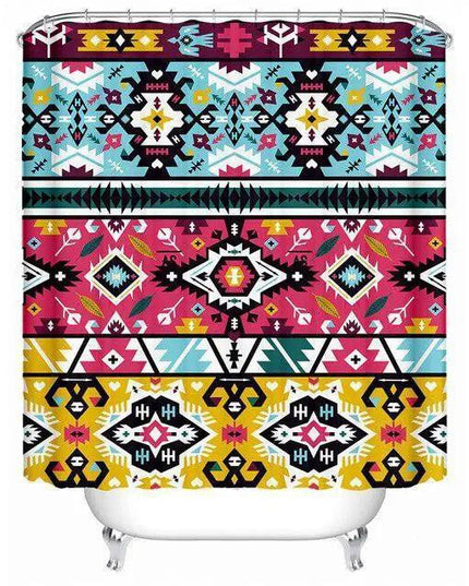 Southwestern Geometric Waterproof Bath Curtain