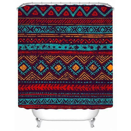 Southwestern Geometric Waterproof Bath Curtain