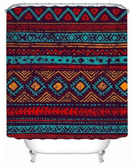 Southwestern Geometric Waterproof Bath Curtain