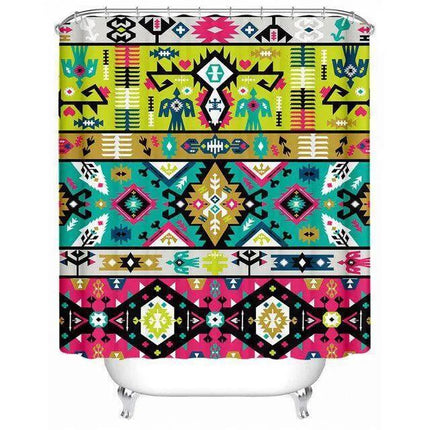 Southwestern Geometric Waterproof Bath Curtain