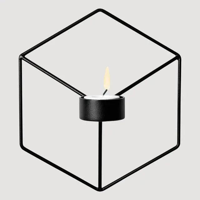 Geometric Nordic Wall Candle Holder Set with Metal Sconce