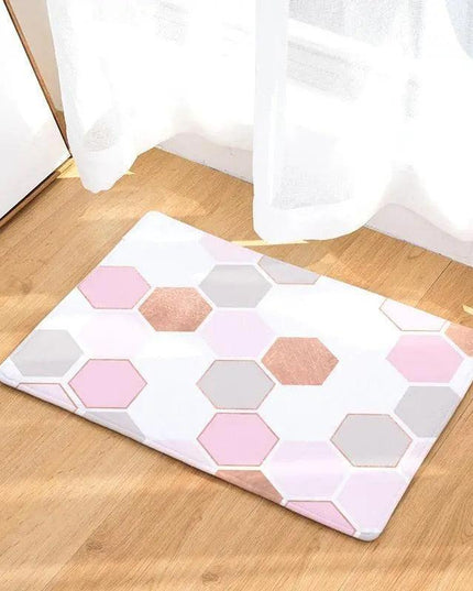 Elegant Blush Champagne Honeycomb Geometric Area Rug - A Modern Accent for Your Home