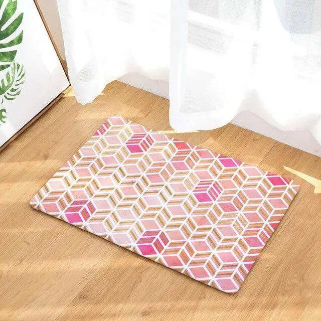 Elegant Blush Champagne Honeycomb Geometric Area Rug - A Modern Accent for Your Home