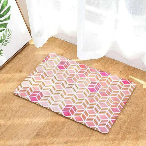 Elegant Pink Champagne Hexagon Honeycomb Bedroom Rug - Luxurious Decor Accent