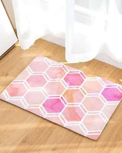 Elegant Blush Champagne Honeycomb Geometric Area Rug - A Modern Accent for Your Home
