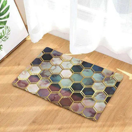 Elegant Blush Champagne Honeycomb Geometric Area Rug - A Modern Accent for Your Home
