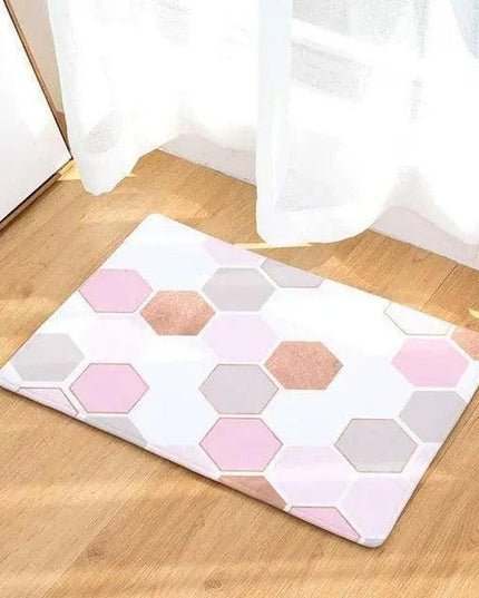 Elegant Blush Champagne Honeycomb Geometric Area Rug - A Modern Accent for Your Home
