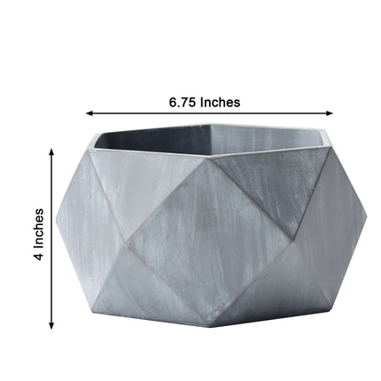AliKopy Mini Cement Geometric Planter - 7" Gray Finish, Modern Design