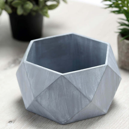 AliKopy Mini Cement Geometric Planter - 7" Gray Finish, Modern Design
