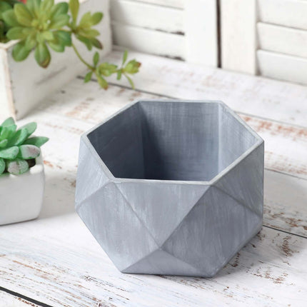AliKopy Mini Cement Geometric Planter - 7" Gray Finish, Modern Design