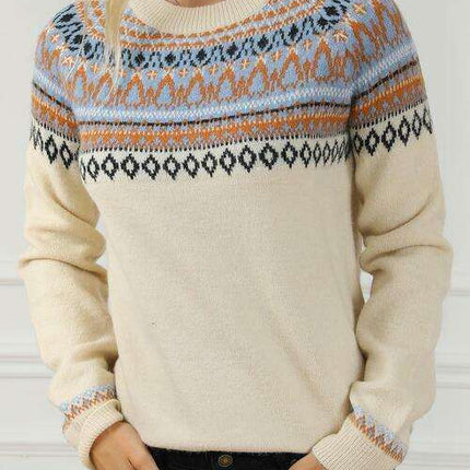 Chic and Cozy Geometric Knit Pullover for Effortless Style