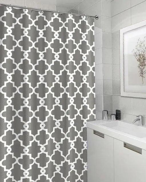 Modern Geometric Print Waterproof Shower Curtain - Durable Polyester Blend