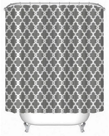 Chic Waterproof Geometric Shower Curtain Set with 12 Hooks