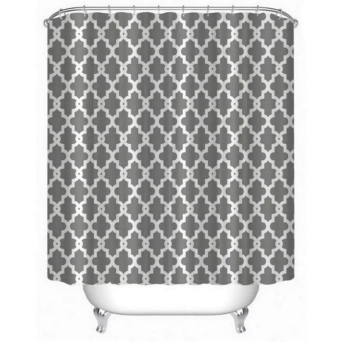 Chic Waterproof Geometric Shower Curtain Set with 12 Hooks