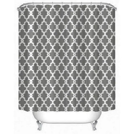 Chic Waterproof Geometric Shower Curtain Set with 12 Hooks