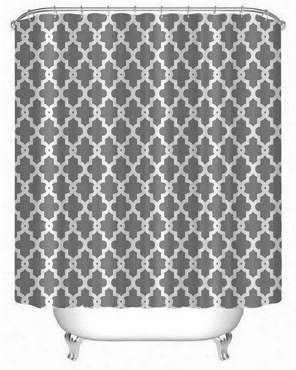 Chic Waterproof Geometric Shower Curtain Set with 12 Hooks