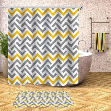 Customizable Waterproof Geometric Bath Curtain for Elegant Bathroom Decor