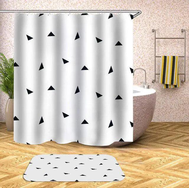 Geometric Patterned Shower Curtain with Water-Resistant Finish