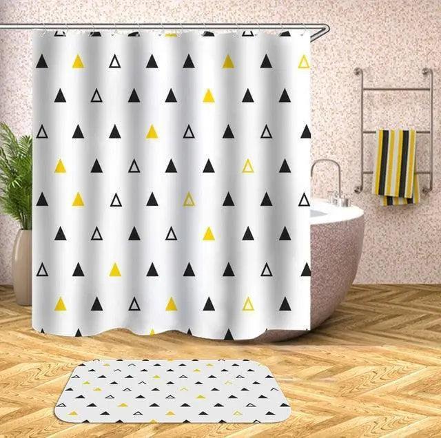 Customizable Waterproof Geometric Bath Curtain for Elegant Bathroom Decor