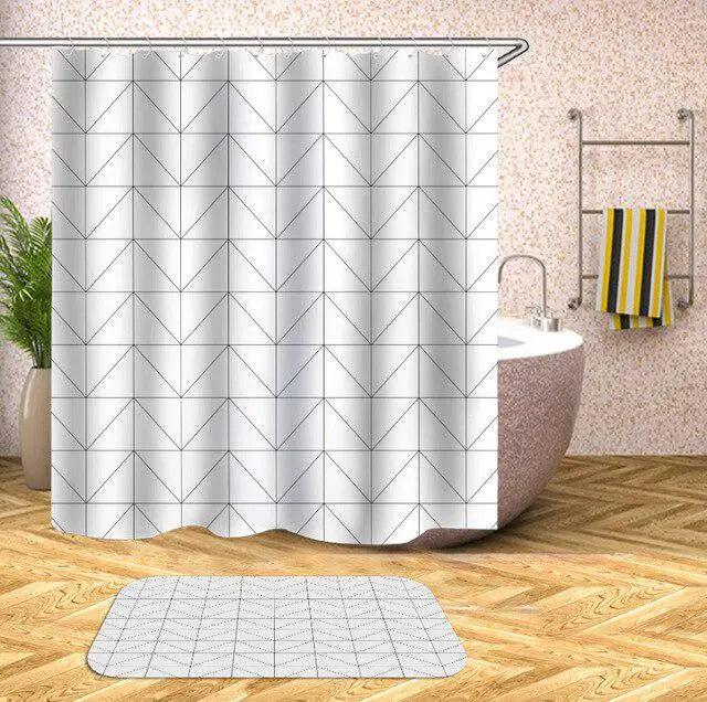 Customizable Waterproof Geometric Bath Curtain for Elegant Bathroom Decor