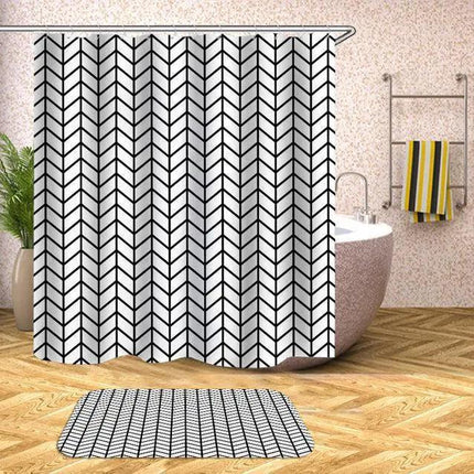 Customizable Waterproof Geometric Bath Curtain for Elegant Bathroom Decor