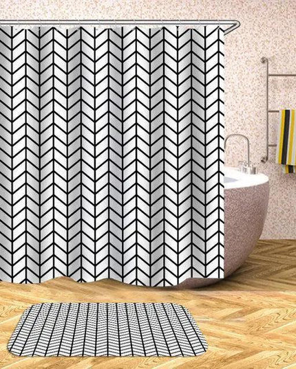 Customizable Waterproof Geometric Bath Curtain for Elegant Bathroom Decor