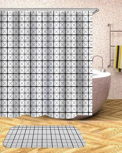 Customizable Waterproof Geometric Bath Curtain for Elegant Bathroom Decor