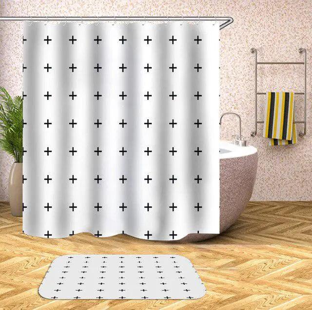 Customizable Waterproof Geometric Bath Curtain for Elegant Bathroom Decor