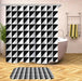 Geometric Patterned Shower Curtain with Water-Resistant Finish