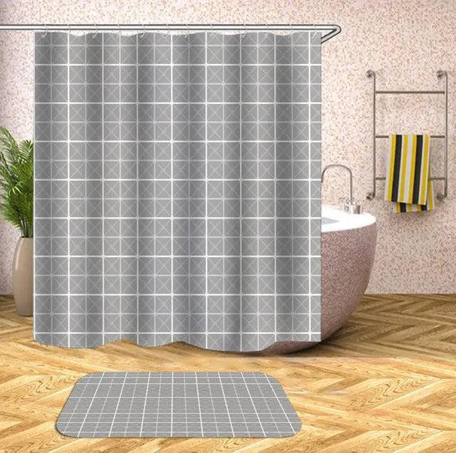 Customizable Waterproof Geometric Bath Curtain for Elegant Bathroom Decor