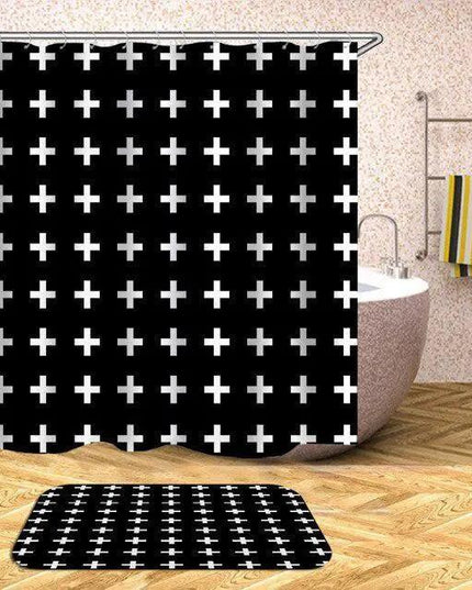 Customizable Waterproof Geometric Bath Curtain for Elegant Bathroom Decor