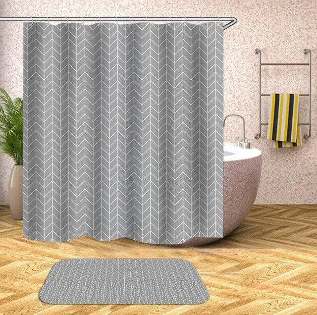 Geometric Patterned Shower Curtain with Water-Resistant Finish