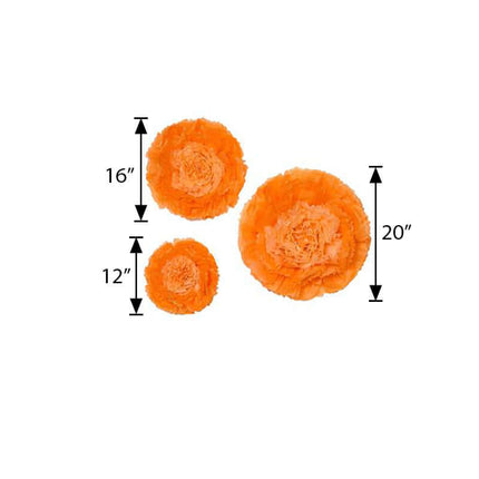 AliKopy Set of 6 Coral Orange Giant 3D Paper Flowers - Wall Decor, 12"