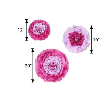 AliKopy Set of 6 Lavender Giant Carnation 3D Wall Decor - 12"-20
