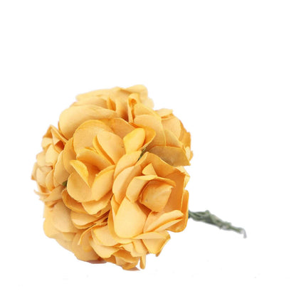 AliKopy 144 Gold Paper Mini Craft Roses - DIY, Wire Stems Included