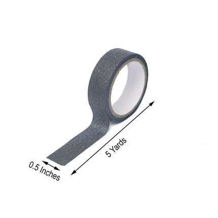 AliKopy 5 Pack Charcoal Gray Glitter Washi Tape - 0.5"x5 Yards, DIY Cr