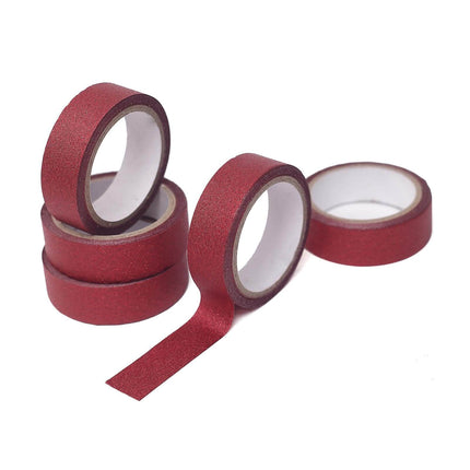 AliKopy 5 Pack Burgundy Glitter Washi Tape - 0.5"x5 Yards, DIY Craft