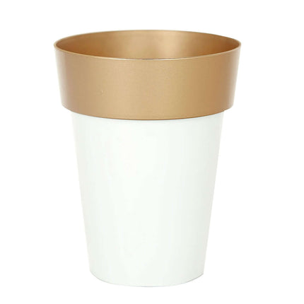 AliKopy 2-Pack Medium White Flower Pots with Gold Rim - 6" Indoor Plan
