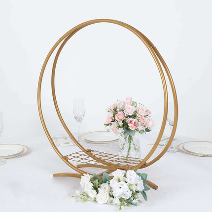 AliKopy Double Frame Hoop Table Centerpiece - Gold Metal, 24" Height