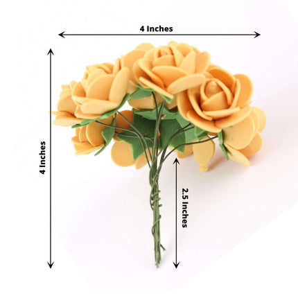 AliKopy 48 Real Touch Gold Foam Rose Buds with Stem for DIY Crafts