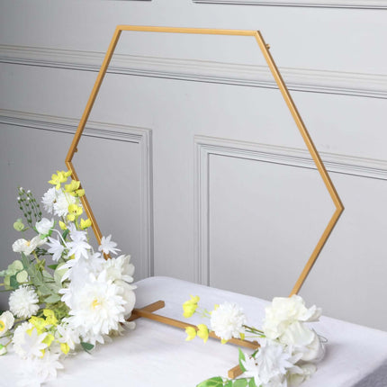 AliKopy Gold Hexagon Wedding Arch - Self-Standing Geometric Centerpiec