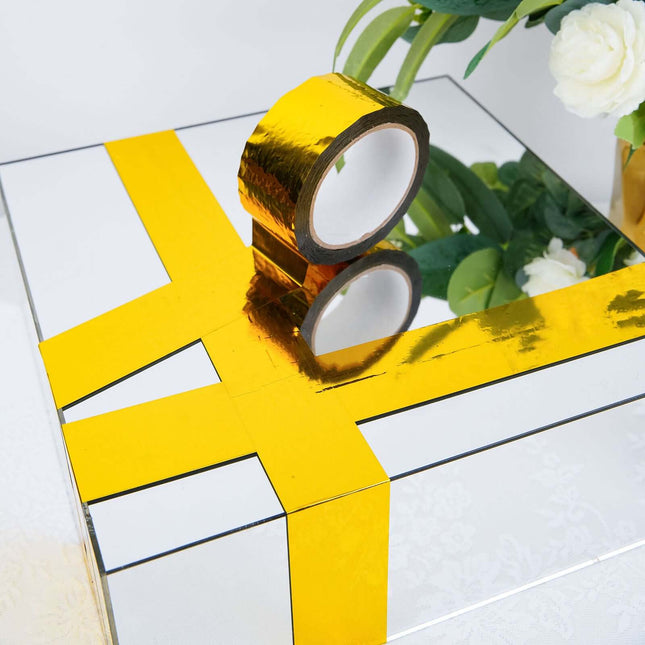AliKopy 100 Yds 2" Gold Metallic Adhesive Tape - Durable Floral Wrap