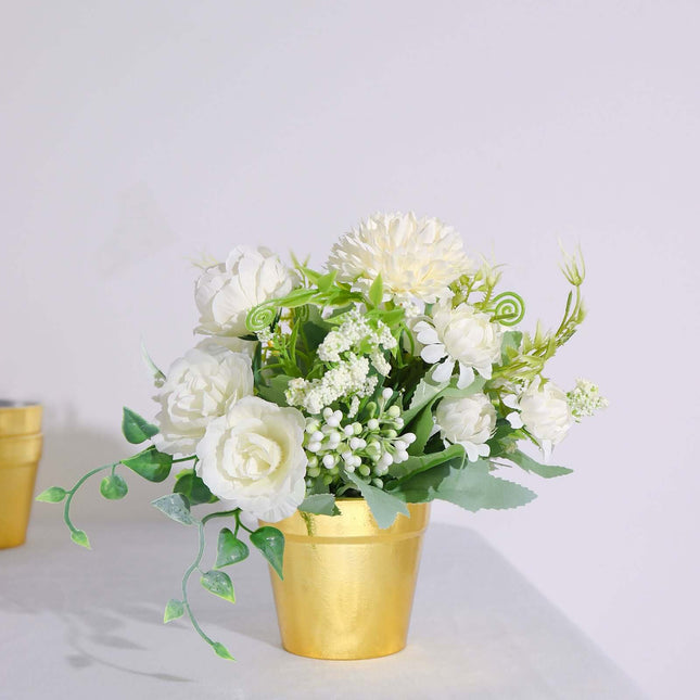 AliKopy 6 Pack 3" Gold Plastic Party Favor Buckets, Mini Planters