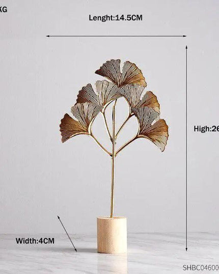 Exquisite Golden Metal Art Decor with Elegant Palm Leaf Pattern